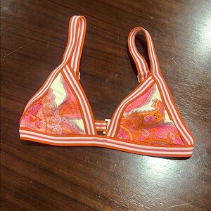 Orange and Pink Paisley Bikini Top